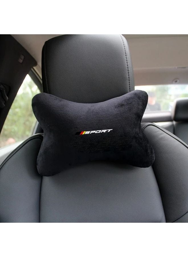 Universal Black Car Headrest Seat Soft Plush Head Neck Support Breathable Comfort For Most Models - Image 2